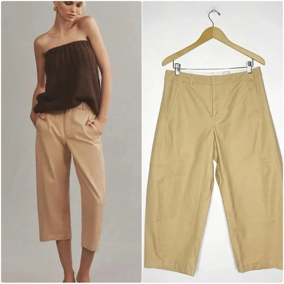 Maeve Curved Cropped Chino Pants Anthropologie Size 8 - Picture 1 of 9